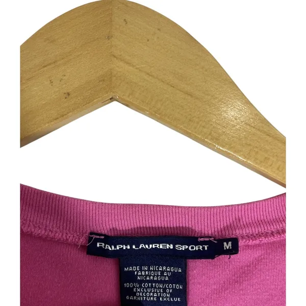 Ralph Lauren Sport V-Neck Top Pink Pony Medium Long Sleeve Old Money Women’s - Image 8