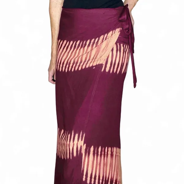 Vintage Y2K Purple Plum Tie Dye Hippie Festival Maxi Wrap Skirt - Image 7