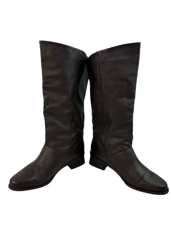 Vtg Y2K 90s Markon Shelly Calf High Boot Womens Size 9 M Brown Leather Fold Over - Image 6