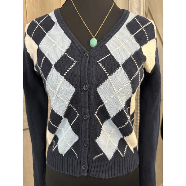Brandy Melville "Elizabeth" Argyle Cardigan 💙 - Image 2
