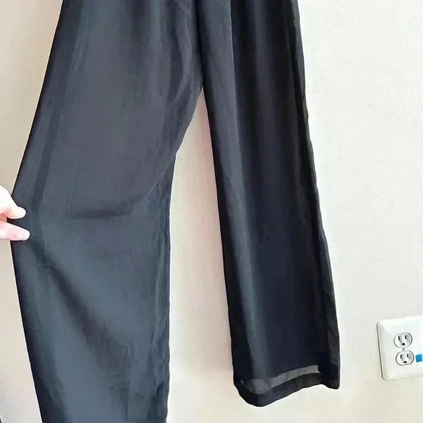 Iris Los Angeles Black Strapless Jumpsuit, Flowy Chiffon Jumpsuit, Size Small - Image 14