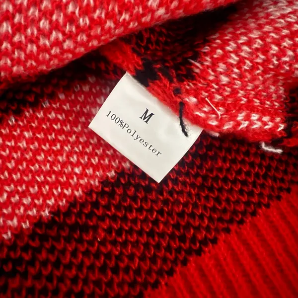 Merry Christmas Sweater Dress Womens Medium Red Reindeer Hearts Fair Isle - Image 3