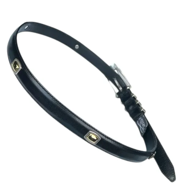 Brighton Slim Black Leather Belt with Gold‎ and Silver # 4A303 Size Medium 30 - Image 2