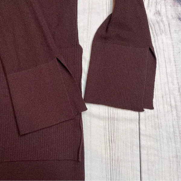 Free People Criss Cross Sweater Tunic Top‎ Split Hem Bell Sleeve Wine Size Small - Image 7