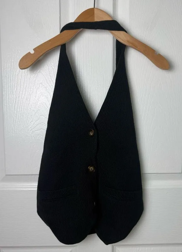 Reformation Romy Halter Sweater Vest in Black XL - Image 2