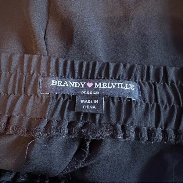 Brandy Melville Black Floral Laser Cut‎ Eyelet High Rise Drawstring Shorts OS - Image 4