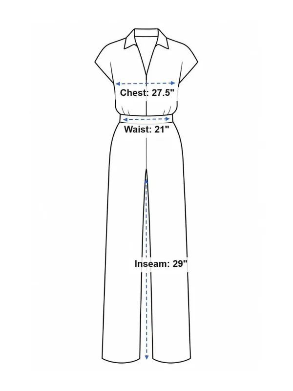 Halara V Neck Short Sleeve Pockets Wide Leg Flowy Waffle Jumpsuit Blue 2X - Image 7