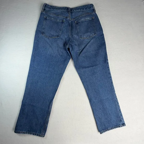 Old Navy Womens Medium Wash Straight Leg‎ 100% Cotton Jeans Size 6 Distressed - Image 9