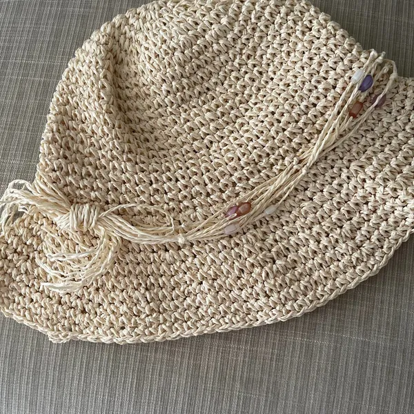 Golden Grove Trading Company Woven Sun Hat with Beading Detail Size S/M - Image 7