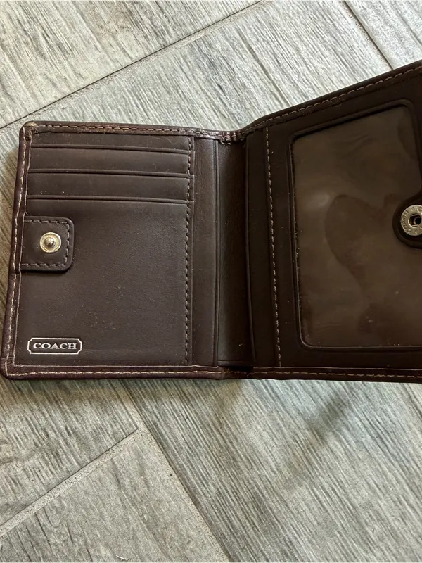 Vintage Coach Chelsea Signature Brown Canvas Credit Card Wallet Snap Button Zip - Image 6