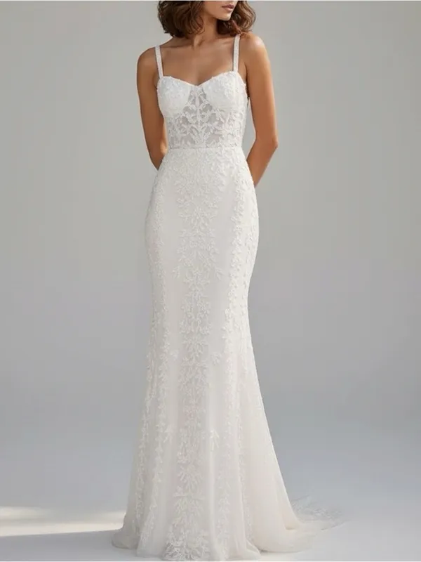 LULUS Luxe Bridal Momentous Love Beaded Bustier Mesh Mermaid Maxi Dress,White,XS - Image 2
