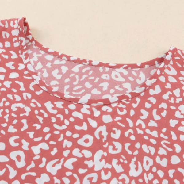 NEW Coral and Cream Leopard Print Ruffle Short Sleeve Blouse Size XL - Image 11