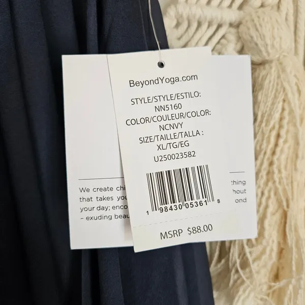 Beyond Yoga If You Pleats Tipped Elastic Mini Skirt Navy Striped Waist XL NEW - Image 7