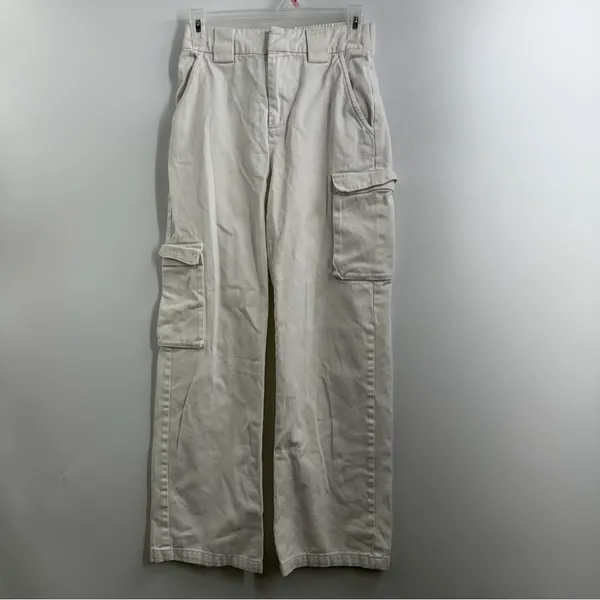 Aritzia TNA Cargo Pants XS Off White Wide Leg Utility Cotton Twill Style 97780 - Image 2