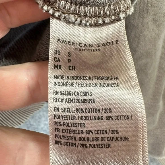 American‎ Eagle Cropped Zip Up Hoodie Sweatshirt Womens Small Brown Mineral Wash - Image 6