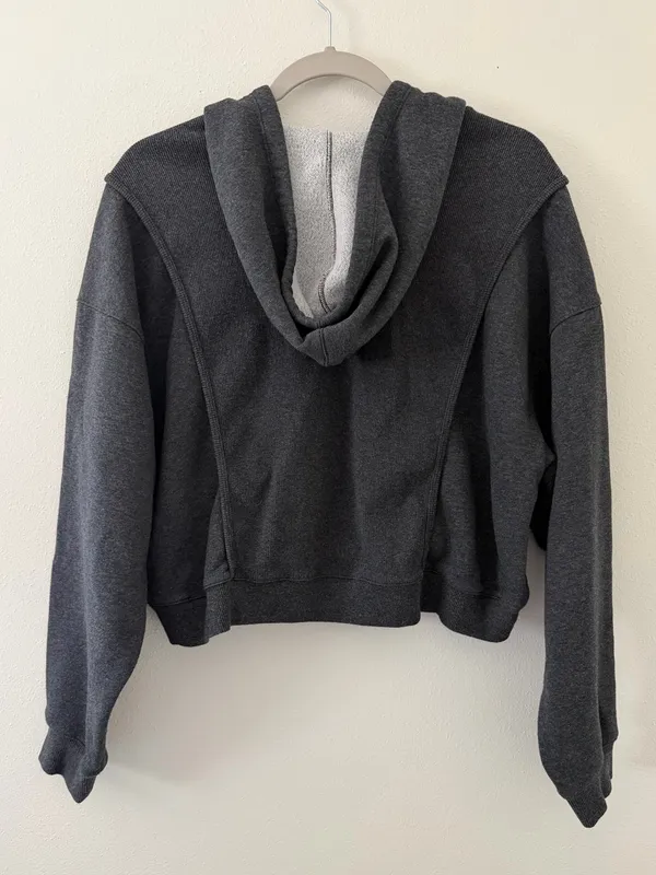 Nike Dri-Fit Ribbed Cotton Fleece Lounge Cropped Training Hoodie size large - Image 3