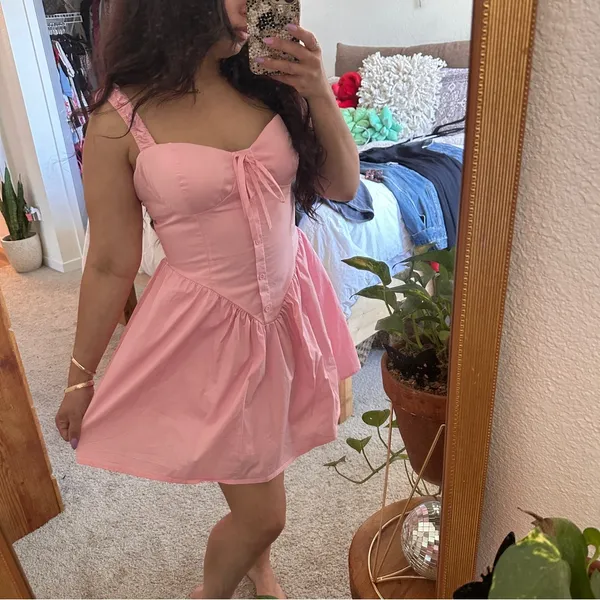 JULIA by LOVE J Kendra Poplin Micro Mini Sweetheart Coquette Dress in Pink Sz. M - Image 10