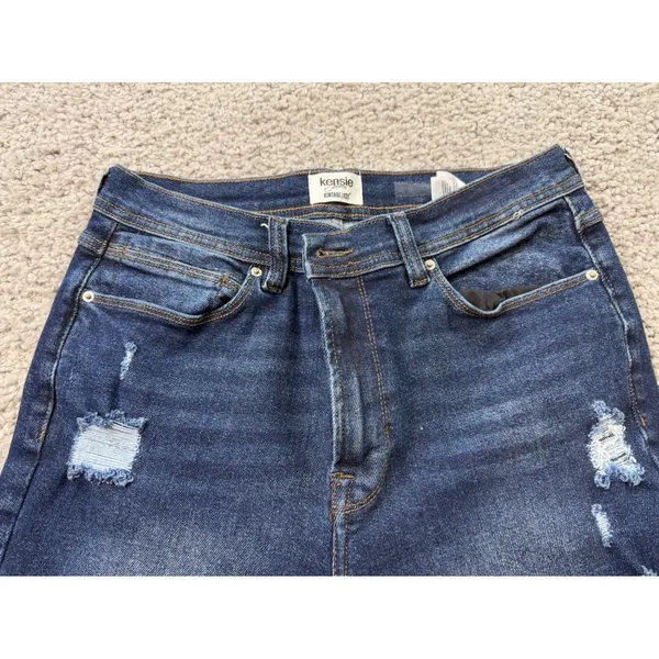 Kensie Vintage Luxe Distressed Flare Jeans Dark Wash Size 10/30 High Rise - Image 3