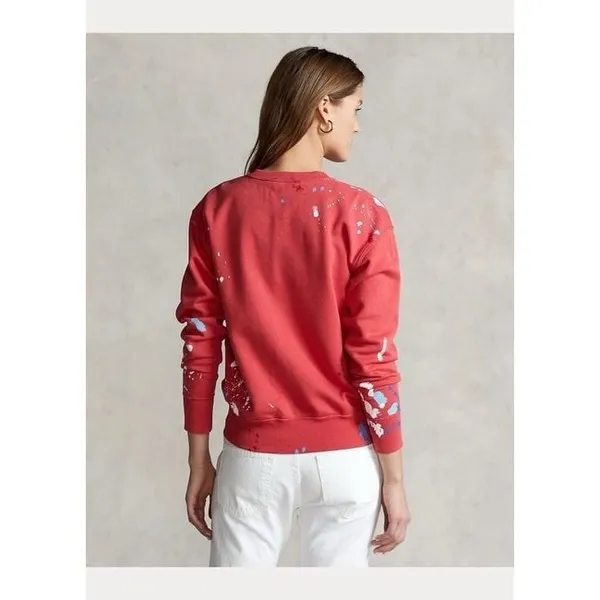 Polo Ralph Lauren Polo Bear Paint Splatter Sweatshirt Red XS S Artist Rare - Image 3