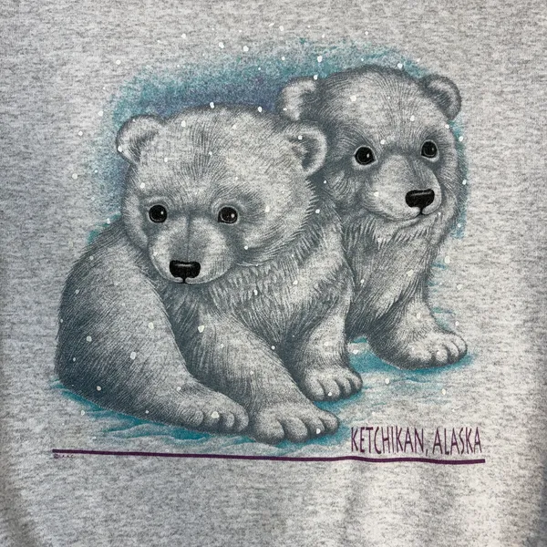 Tultex Vintage Polar Bear Cubs Ketchikan Alaska Graphic Sweatshirt Size XL - Image 3