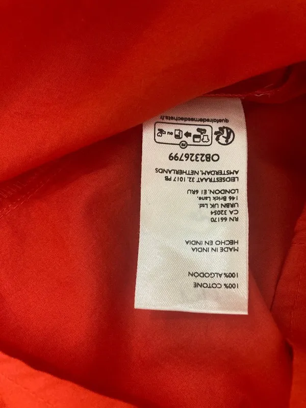 Anthropologie Maeve Red Short Puff Sleeve Ruched Blouse L - Image 14