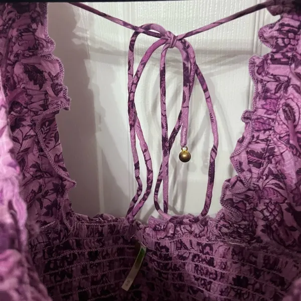 Free People Smock It to Me Long Sleeve Minidress in‎ purple floral XS - Image 8