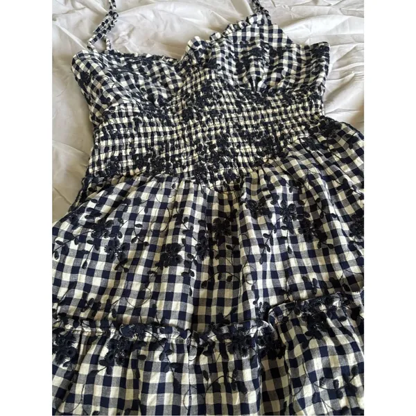 Francesca's Navy & White Smocked Gingham Sundress - Image 7