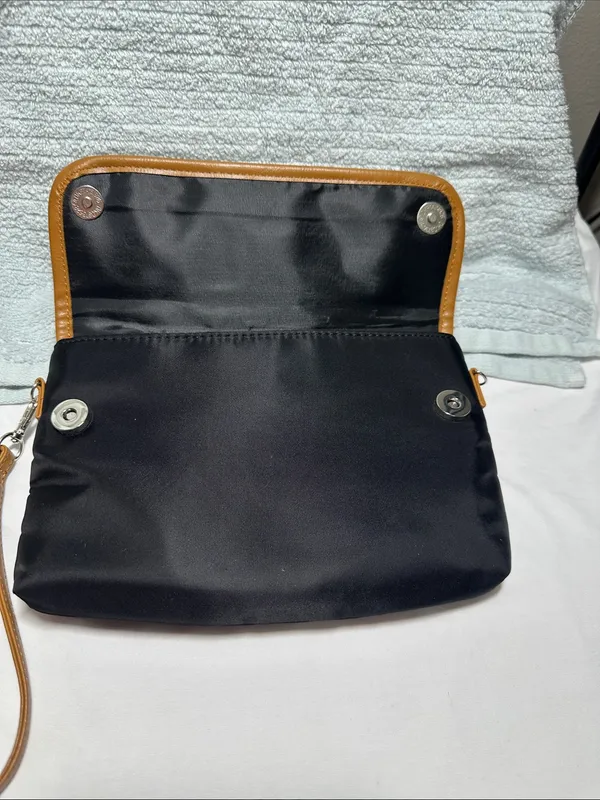 Nautica Black and Tan Wristlet Clutch with crossbody strap NWT - Image 2