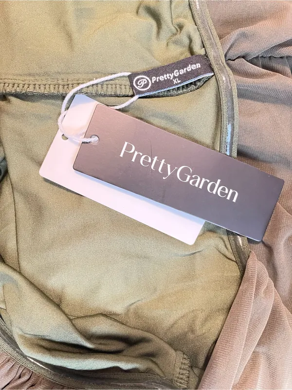PRETTYGARDEN. Olive Green Ruched Bodycon maxi dress - Image 7