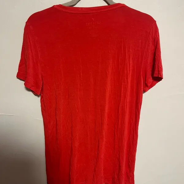 American Eagle Outfitters Bright Burnt Orange V-Neck Tee - Image 4