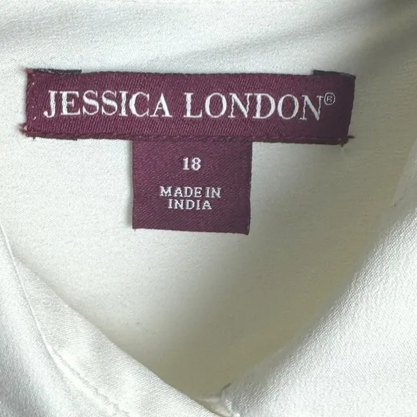 Jessica London Blouse Women Preppy Career Button Long Sleeve Size 18 Cream Work - Image 2