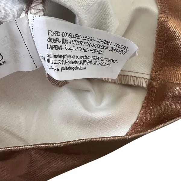 Zara Copper Rose Gold Metallic Draped Dress w Shorts Sz Medium Strapless | 27-17 - Image 8