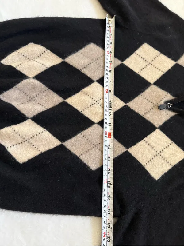Allen Solly 100% Cashmere Argyle Quarter Zip Sweater Mens Quiet Luxury Old Money - Image 7