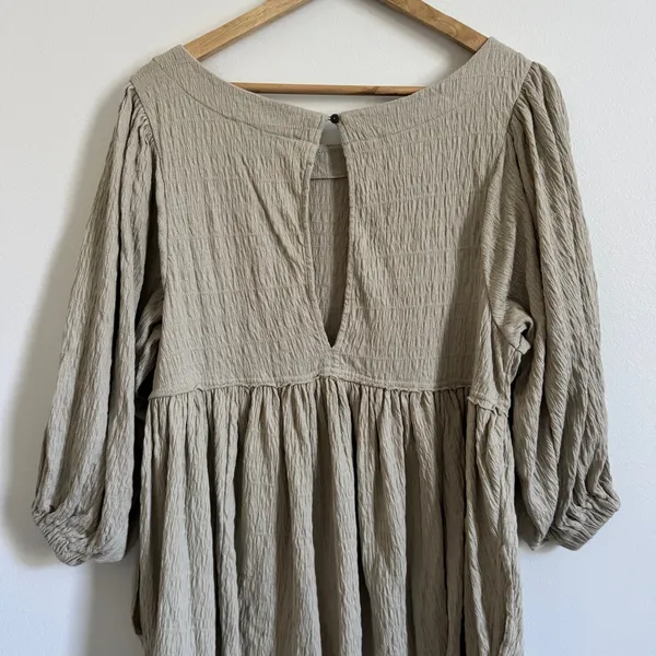 Free People FP Beach Get Obsessed Babydoll Dress size XS oversized green boho - Image 7