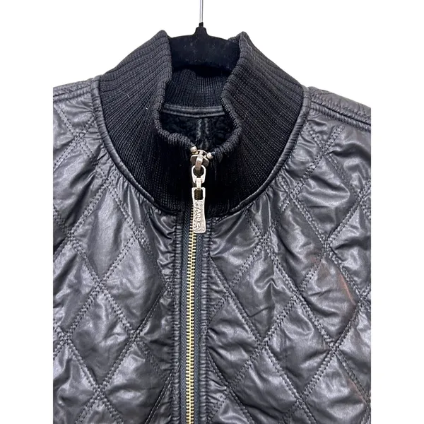 prAna Womens Black Quilted Sherpa Lined Full Zip Puffer Vest Ribbed Trim Small - Image 14