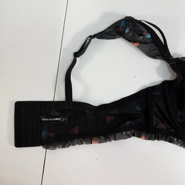 Torrid Plus 1X Bralette Bra Sweet‎ Inkatha Floral Ruffle Mesh Underwire Gorgeous - Image 12
