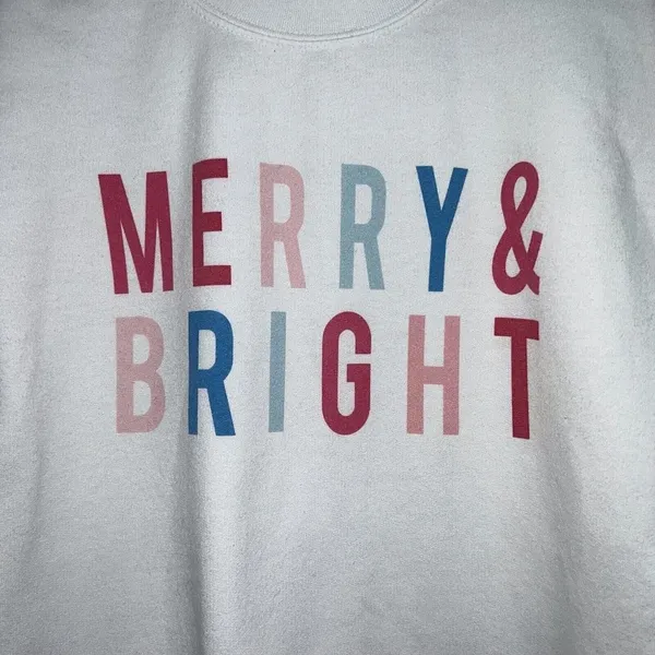Gameday Couture Womens Christmas Holiday Sweatshirt Size S White Merry & Bright - Image 2