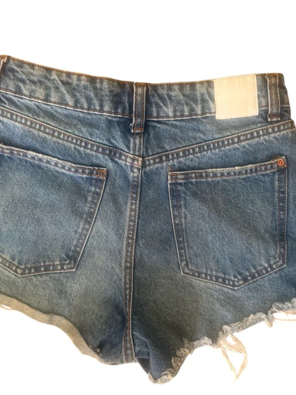 Zara Light Blue Distressed Jean Shorts - Image 2