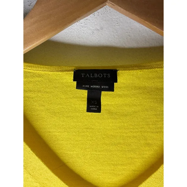 Talbots yellow v‎ neck merino wool lightweight sweater XS - Image 3