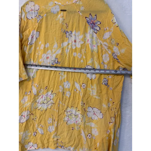 Billabong Yellow Floral Kimono Cardigan Duster Womens S/M Rayon Boho Cover Up - Image 10