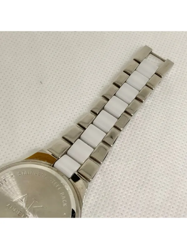 Anne Klein Women watch silver white tone rhinestones 33mm quartz 6” running - Image 6