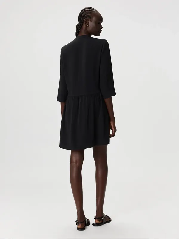 Quince | Fluid Crepe Shirt Dress in Black, XS - Image 3