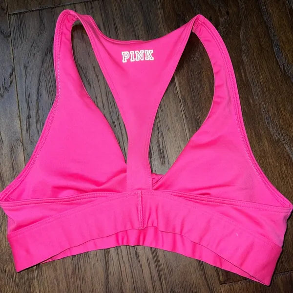 PINK XS twist front sports bra neon pink - Image 4