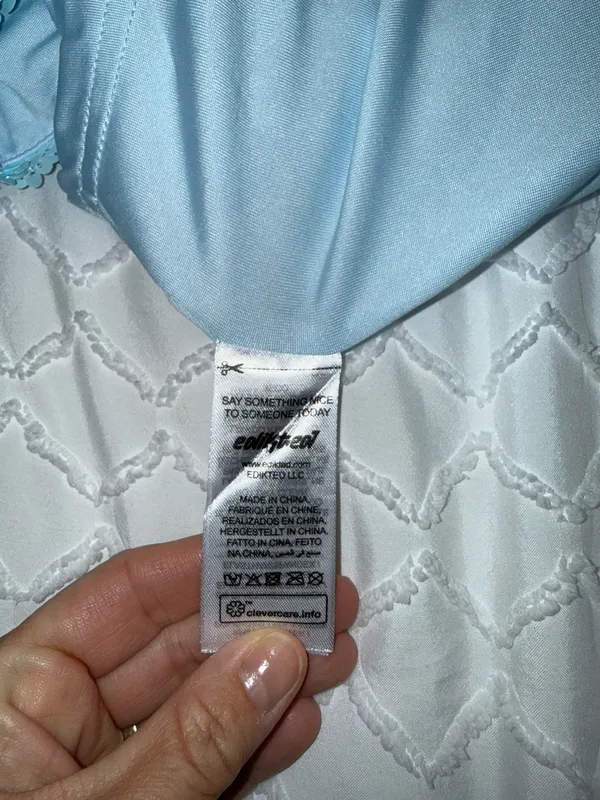 Edikted Light Blue Sequin Skirt w/ Built in Shorts - Image 3