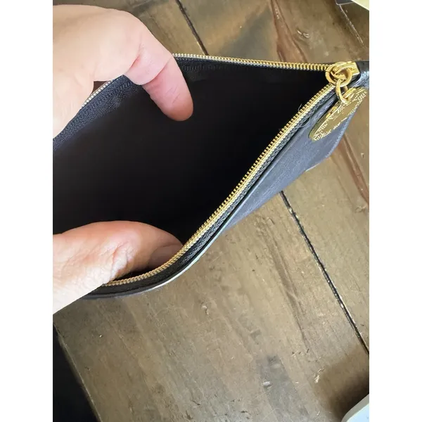 Stella McCartney Logo Medallion Pouch Small Black Vegan‎ Leather Clutch Luxury - Image 3