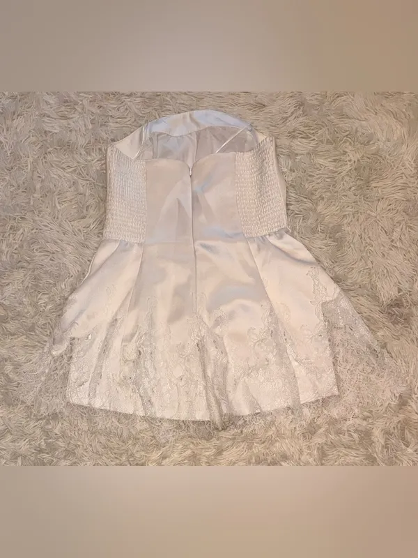NEW AMANDA UPRICHARD Romilly Lace Hem White Strapless Romper Sz L - Image 9