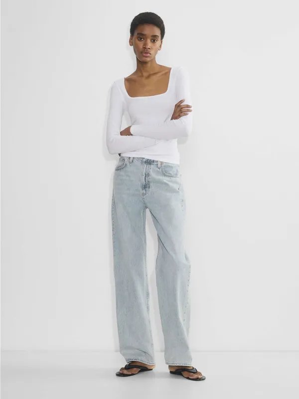 Aritzia HomeStretch™ Rib Squareneck Longsleeve white - Image 2