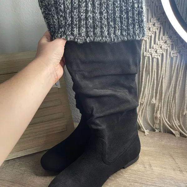 Shiekh Black Tall Suede Boots - Image 6