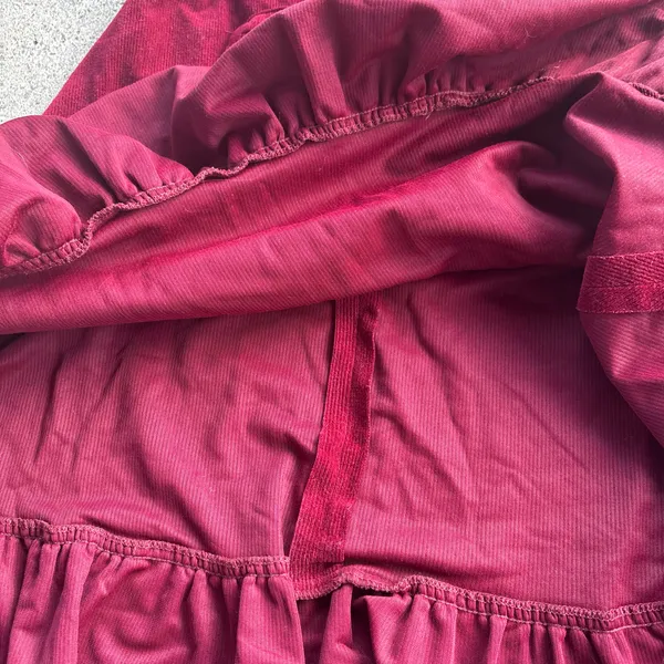 Vintage ruffle corduroy red dress size XS/S - Image 5