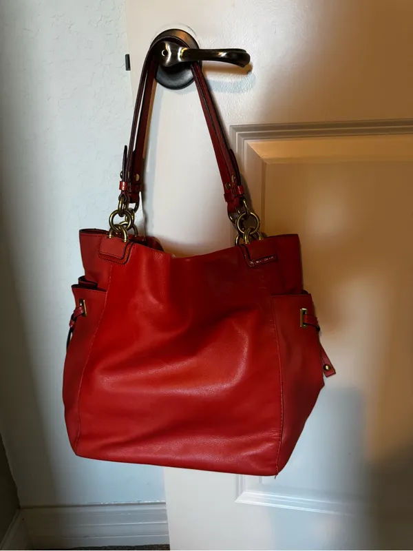 Coach Orange Leather Vintage Tote with Brass-Tone Hardware - Image 2